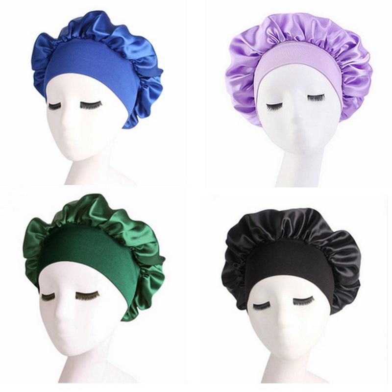 Атласный чепчик для сна женщин шелковые ночные чепчики для сна с резинкой для женщин