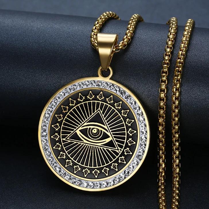Rotating Eye of Horus Necklace for Men Retro Egyptian Amulet Pendant