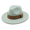 Модный блогер в коричневой шерстяной шляпе Jazz Hat Vintage Big Brim Felt Top Hat