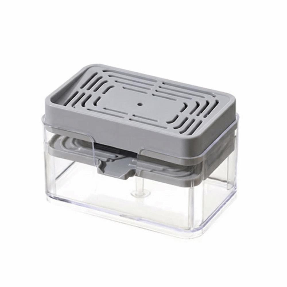 Sponge Holder Press Dishwashing Soap Box Kitchen Detergent Container Sink Drain Placement