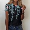 Women's Fashion Casual Printed Round Neck Short Sleeved T-Shirt Top T-Shirt Top Top