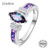 Lindon Fashion Oval Shape Rings with Colorful Topaz Sterling Jewelry Ring for Women Wedding Party Gifts