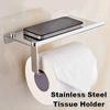 Stainless Steel Wall Mount Bathroom Toilet Paper Rolls Holder Tissue Shelf Organizer