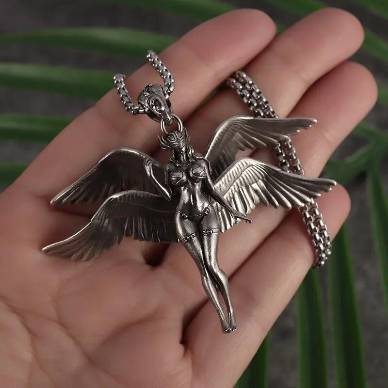 European and American Four-winged Angel Retro Trendy Fashion Accessories Necklace Pendant