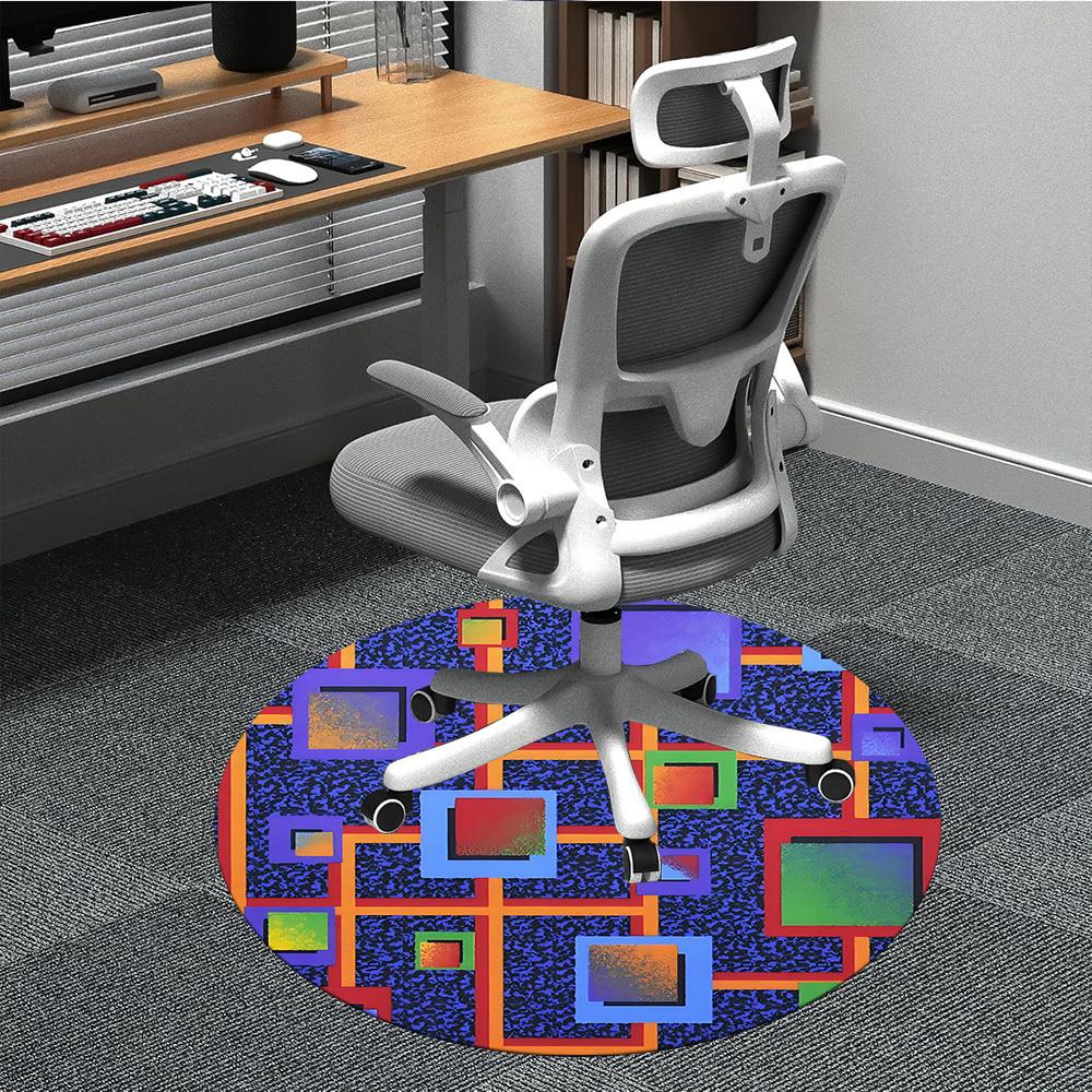 1pc Abstract Geometry Chair Carpet for Office, Non slip, Soft and Durable Office Rug