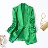 Women's Satin Acetate Notch Lapel One-Button Suit Jacket - Solid Color Outerwear