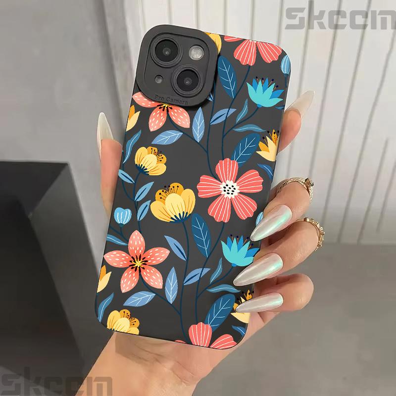 Colorful Flowers Strawberry Silicone Case For Samsung Galaxy S25 S24 S23 Ultra S22 S21 Plus S20 FE A55 A54 A15 A35 Soft Cover
