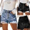 Fashion Womens Pocket Solid Jeans Denim Pants Female Hole Bottom Casual Shorts