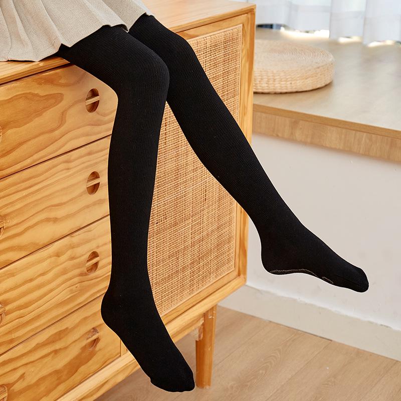 Velvet-Lined Girls' Cotton Pantyhose - Warm, Thick Leggings