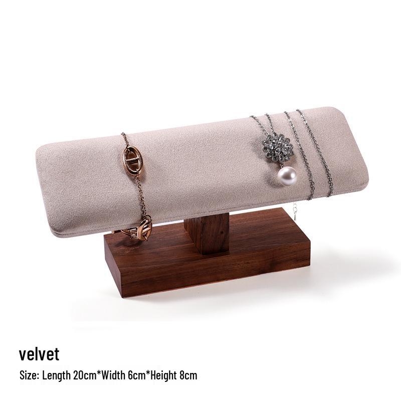 Walnut Jewelry Display Stand Set: Ring Tray & Necklace Mannequin