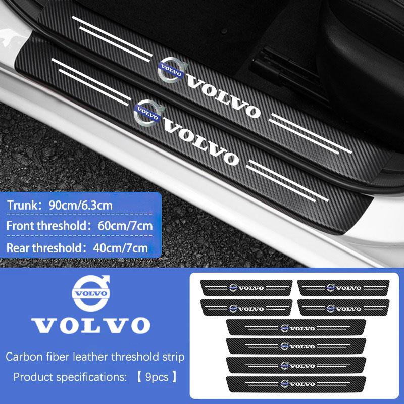 Car Door Sill Stickers Carbon Fiber Leather Anti-stepping Protector For Volvo Rdesign Polestar AWD XC40 XC60 XC90 V60 S60 S80
