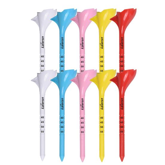 10 шт. пластиковые футболки для гольфа с наклонной вставкой 10 градусов. Красочные футболки уменьшают трение и увеличивают расстояние. Сервировочные штифты. Держатель мяча для гольфа.