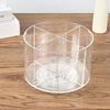 360 Degree Rotating Pen Holder Transparent Desk Pencil Organizer with 4 Compartments Acrylic Marker Caddy for Office Home School Supplies