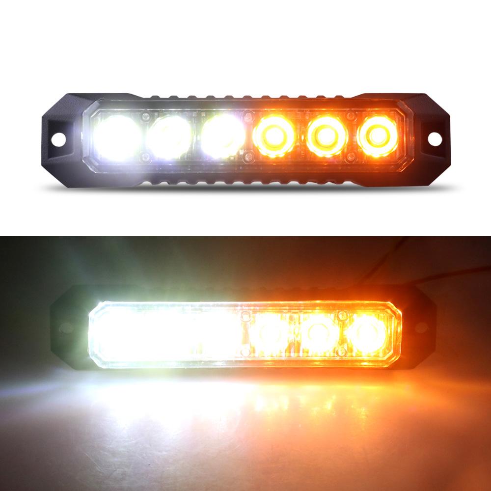 1pcs 6Led Strobe Warning Light Strobe Grille Flashing Lightbar for Emergency Truck Beacon Lamp Amber Car Traffic Light 12-24V