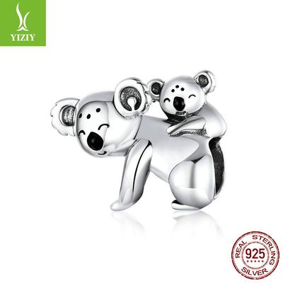 Браслет Koala из стерлингового серебра S925, с бусинами, с любовью, животное, DIY, украшения с масляной эмалью, аксессуары Bsc260