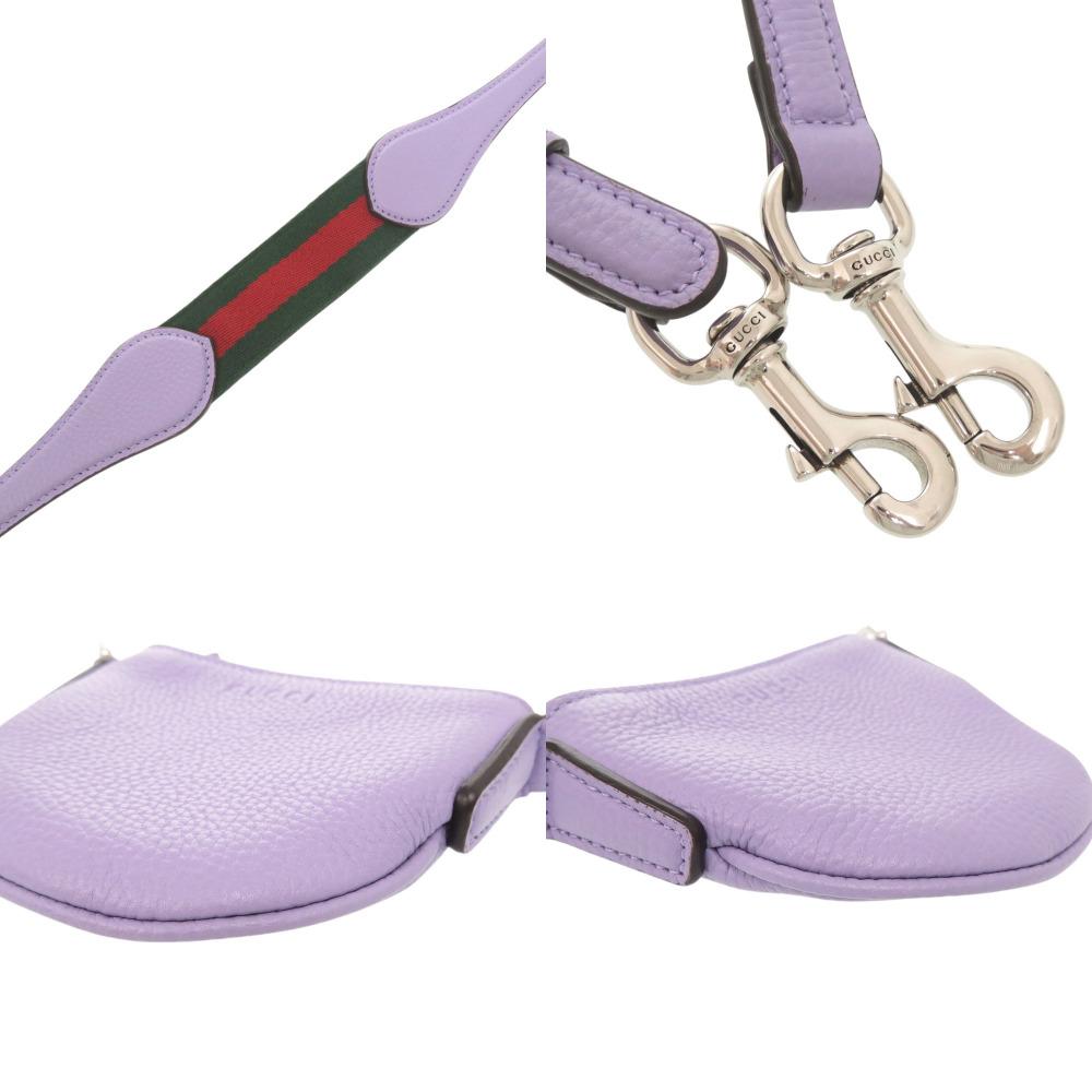 Used AUTHENTIC GUCCI 821831 Logo Micro Mini Shoulder Bag purple Leather