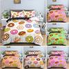 Colorful Donut King Size Duvet Cover Cartoon Sweet Chocolate Dessert Bedding Set for Kids Girl Food Polyester Quilt Cover