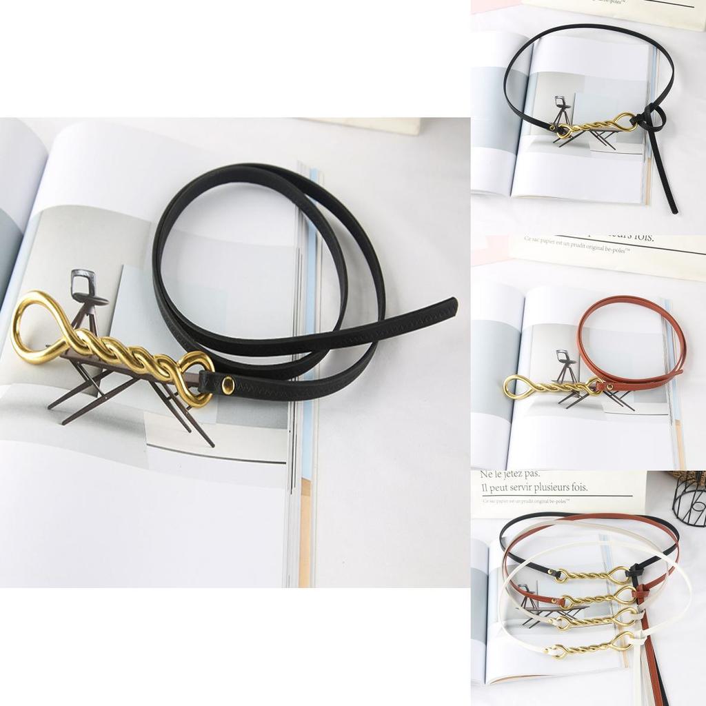 Fashion Gold Twists Knot Decoration Women Thin Belt For Fashion Dress And Summer Outfits