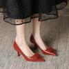 7955-10 Pointed Stiletto High Heels Women's Autumn New French Commuter Banquet Work Patent Leather Single Shoes Women