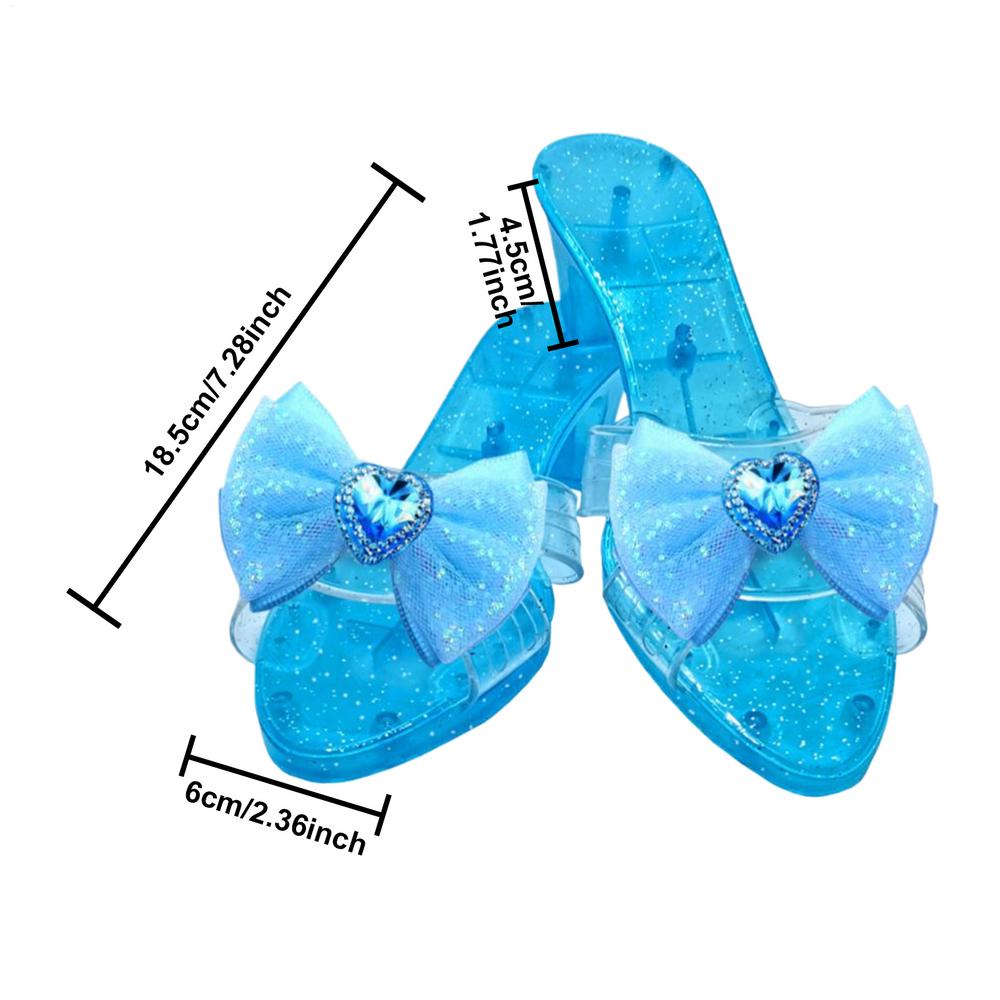 Pink/Blue Crystal High Heels Princess Shoes Toddler Cosplay Prop High Heels Dress Up Heels for Kids Girls Family Photo Holiday