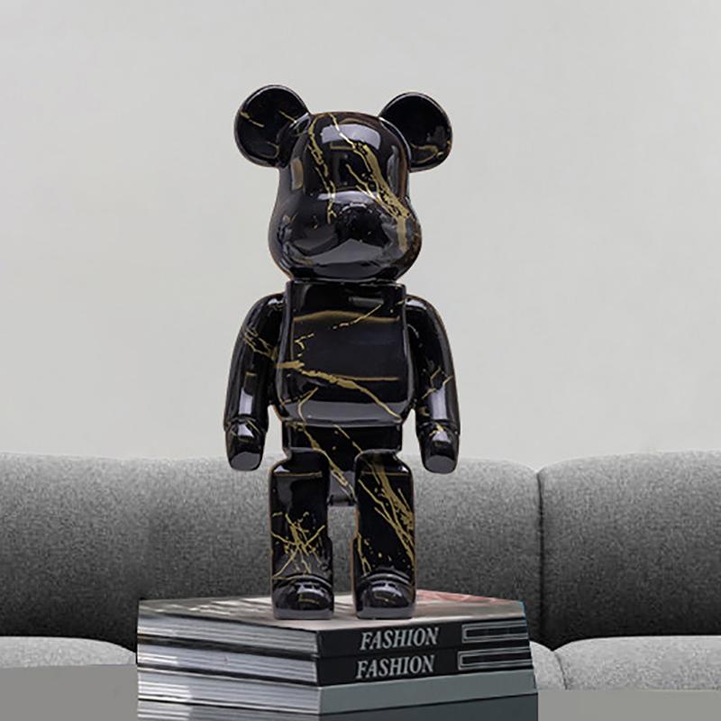 2025 New Graffiti Bear 27cm Figurine Home Decoration Animal Statue Storage Money Jar Modern Room Sculpture Table Decor