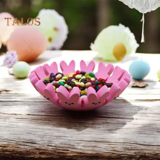 Поднос для конфет в виде розового кролика для пасхальных украшений. Праздничная подарочная корзина в виде кролика для пасхальных подарков. Домашний декор для семьи.