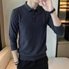 Новая мужская рубашка поло, свитер из имитации кашемира, деловой повседневный топ, высококачественная базовая рубашка, куртка для среднего и молодого возраста