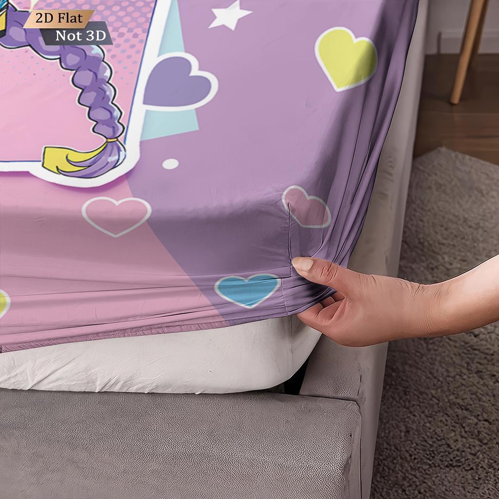 3pcs K-Pop Demon Hunters Printed Chipless Bed Sheet Set Multi Size Soft Bed Cover Bedroom Bedding Decoration Machine Washable