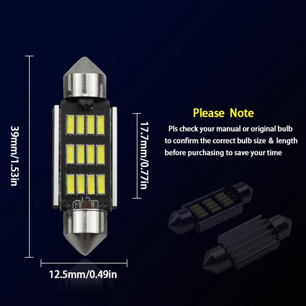 2шт 39мм светодиодный светильник 6500K белый SMD автомобильный купольный двойной наконечник лампы для чтения на крыше