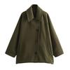 Womens Single-Breasted Lapel Loose Wool Blend Jacket Casual Outerwear