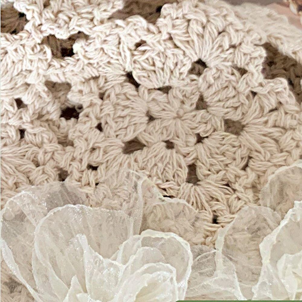 Elegant Crochet Hollow Flower Knitted Hat Hollow Out Knit Cap Casual Warm Beanies Hat  Outdoor