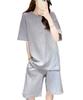 Домашняя одежда Пижама Одежда для отдыха Весна Лето Свободный крой Короткий рукав Милый комплект топ и низ Большой размер Шорты Ночная одежда Серый L [three Joy] Женский