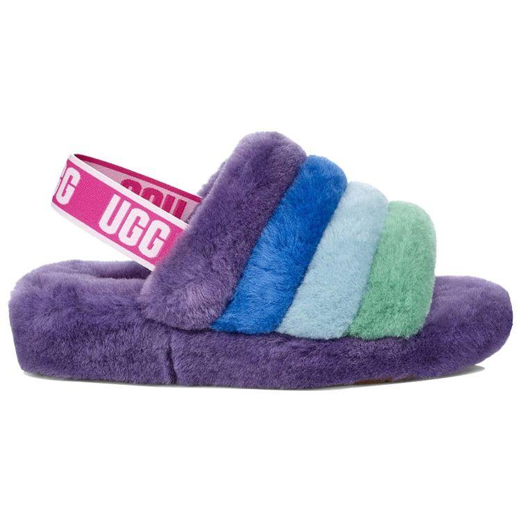 UGG Fluff Yeah Шлепанцы из овчины Модные сандалии Радужные женские сандалии 1097169-PRPR