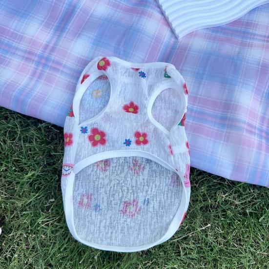 Летняя дышащая одежда для питомцев Yousheng с принтом цветов, вишни, мороженого, без рукавов, жилет, юбка для маленьких и средних собак и кошек, питомца-принцессы