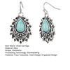 1 Pair Women Retro Hook Earrings Engraved Design Boho Faux Turquoise Dangle Earrings Vintage Ethnic Style Earrings Jewelry Gift
