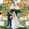 Jungle Theme Balloons Garland Sage Green White Gold Confetti Balloon Arch Kit Wedding Anniversary Home Birthday Party Decoration
