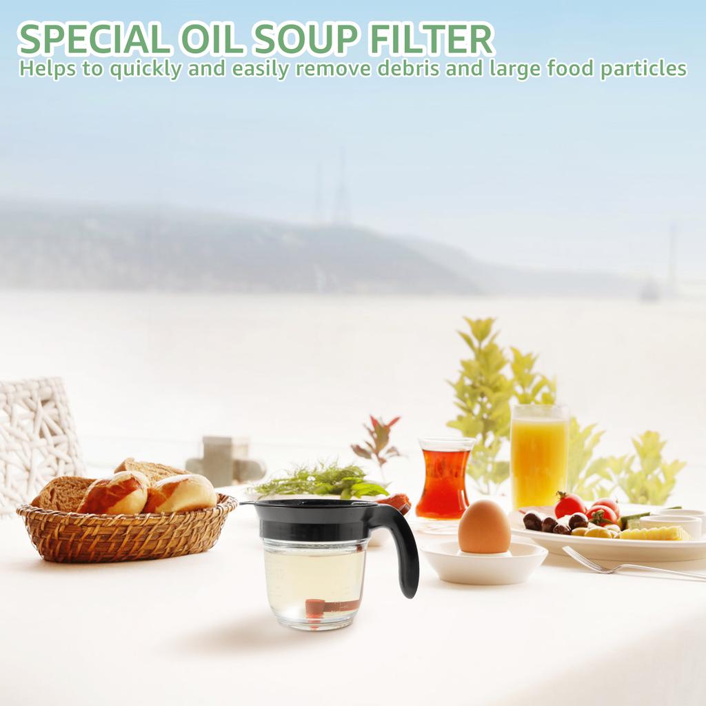 Fat Separator, 4 Cup 1L Fat Separator Jug Gravy Separator and Strainer with Bottom Release, Gravy Jug Fat Separator Cup