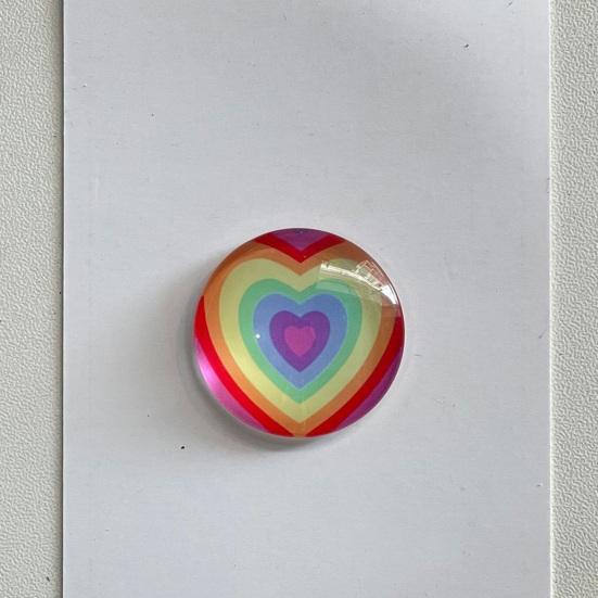 Pocket Hug Rainbow Heart Decoration with Greeting Card Round Glass Colorful Heart Ornament Friends Family Valentine's Day Keepsake Gift