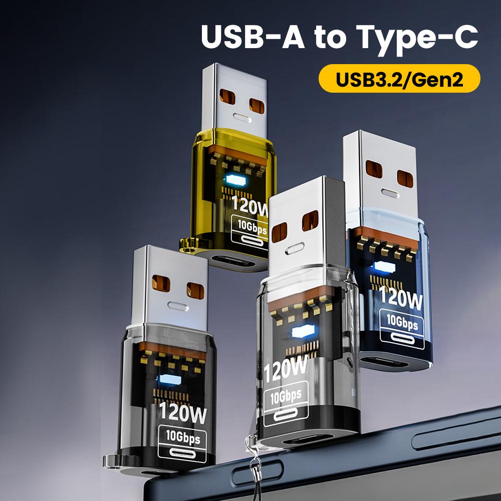 OTG-адаптер Type C на USB A мощностью 120 Вт, адаптер USB 3.2 на Type C (мама), подходит для iPhone 15, 16, Macbook, iPad, поддерживает быструю зарядку
