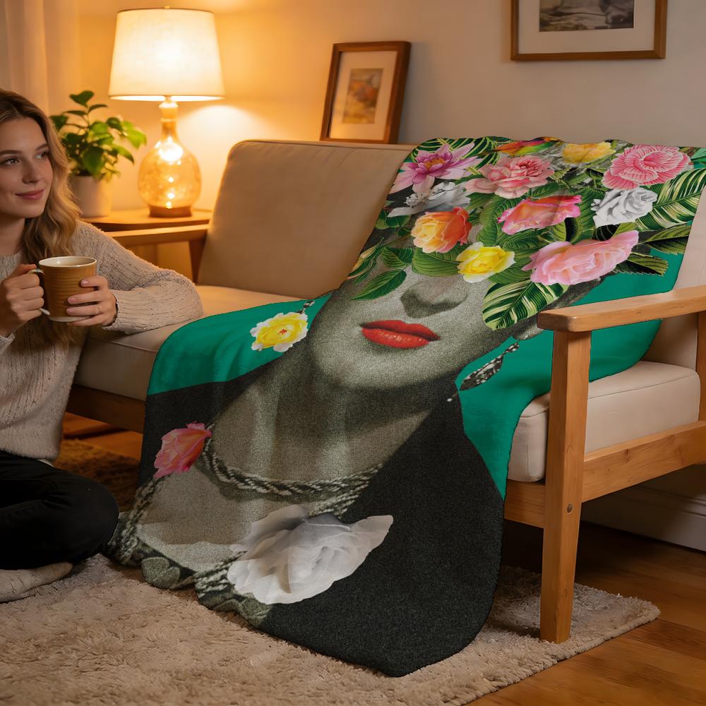 Throw High-Density Short Plush Blanket For Sofa Nap Air-Conditioned Room Soft Skin-Friendly Frida Kahlo