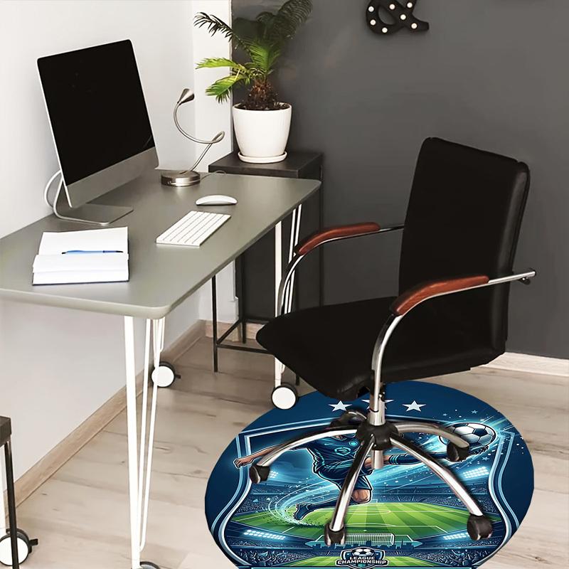 1PC Soccer Player Non-Slip Floor Round carpet, Office, family, bedroom, Large Area Rug Indoor Rugs, Durable PolyesterH0333