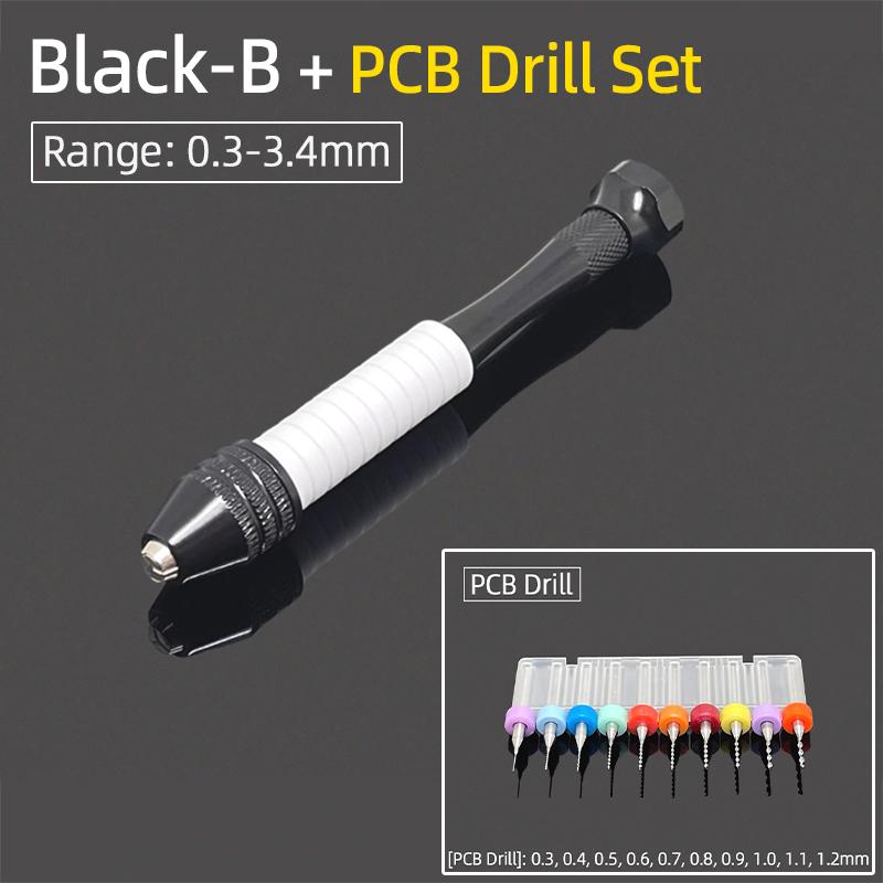 Mini Micro Hand Drill Bits Set Aluminum 0.3-3.4mm Keyless Chuck Punching Rotary Tools PCB Twist Drill For DIY Jewelry Wood Craft