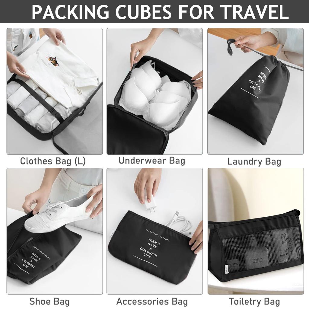 8 шт./компл. Органайзер для путешествий Сумки для хранения Набор упаковочных кубиков для чемодана Кейсы Портажный багаж Одежда Обувь Аккуратный мешочек Складной.-zmt