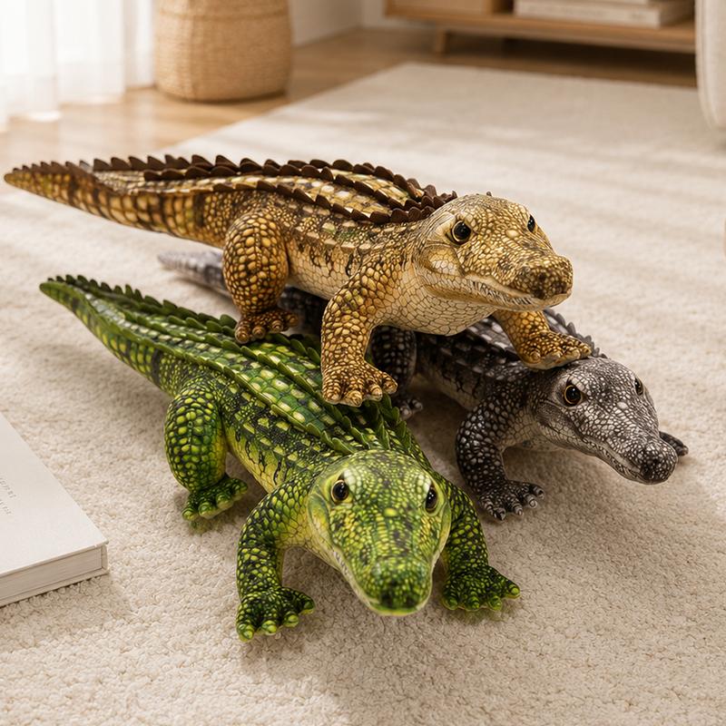 New 65/90CM 3color Crocodile Plush Toys Soft Stuffed Simulation Green Gray Brown Giant Alligator Sofa Cushion