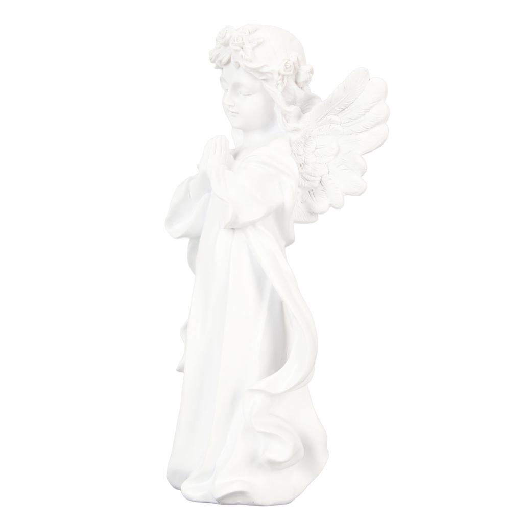 Статуэтка младенца-ангела белая высотой 10,8 дюйма, ручная резьба, богатая деталями, смоляная фигурка херувима для сада