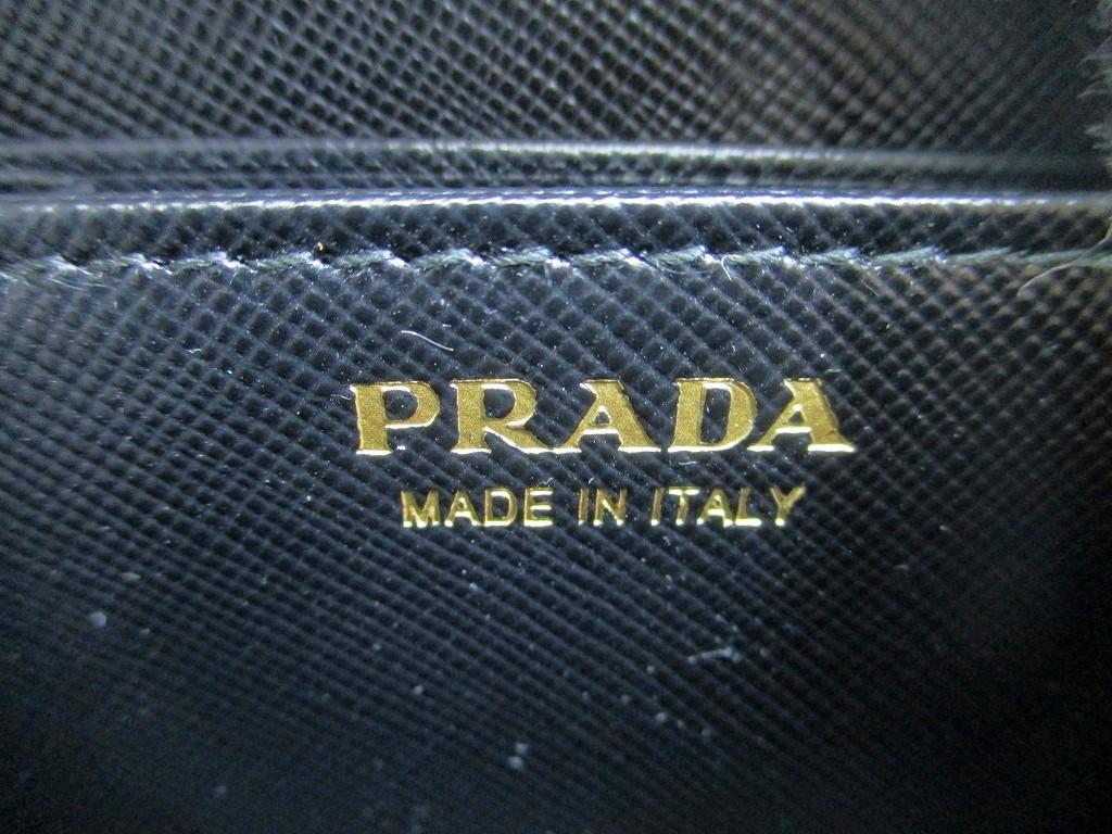 Authentic PRADA Saffiano Metal Black Leather Coin Case Purse #b148 Open box