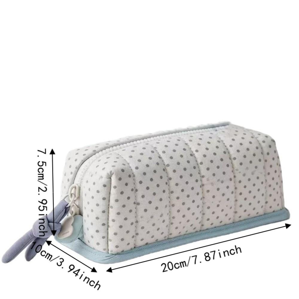 Large Capacity Pencil Box Dot Pattern Stationery Bag Fashion Pencil Case  Portable Use