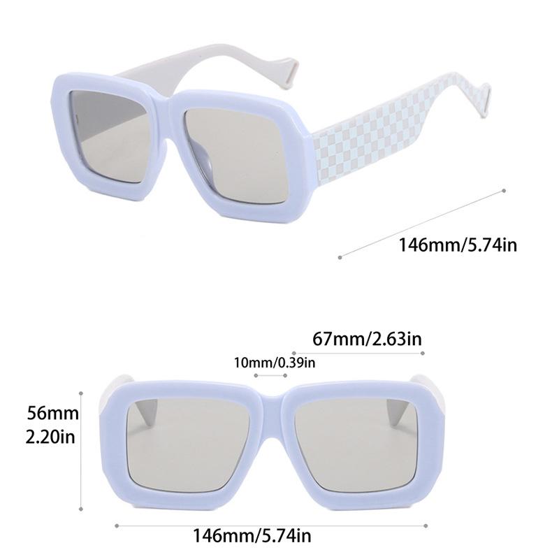 Солнцезащитные очки женские и мужские с большой квадратной оправой, в клетку, дизайнерские, люксового бренда, винтажные розовые панк-очки, защита от УФ-лучей 400