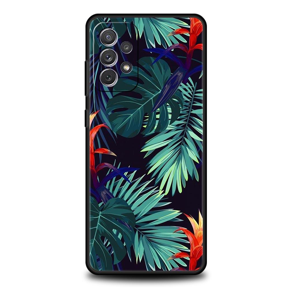Чехол для телефона Samsung Galaxy A13 A15 A17 A07 A21S A22 A23 A25 A31 A73 A32 A52 A52S A41 5G Мягкий ТПУ Корпус Цветные Листья Capas