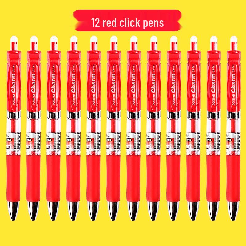 Набор из 100 стержней для черной гелевой ручки 0,5 мм - На водной основе, Шариковый наконечник, Нажимной механизм, Совместимы с красной ручкой